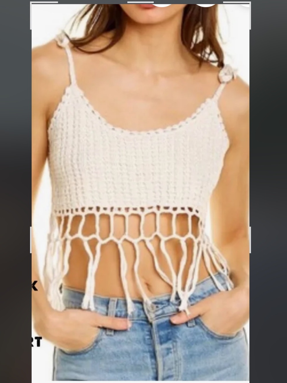 RAGA White Crochet “Earth Child” Fringe Tank Top - Picture 3 of 9